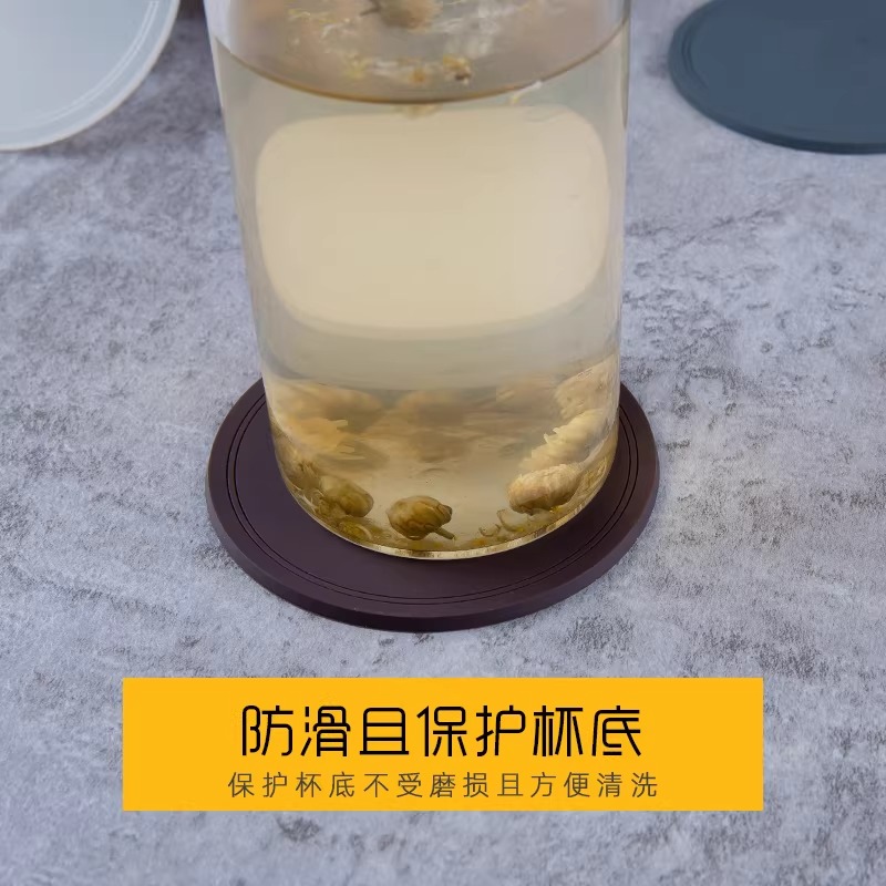 创意欧式防滑PVC圆形茶杯垫子 圆边9.5CM咖啡色(1个)高清大图
