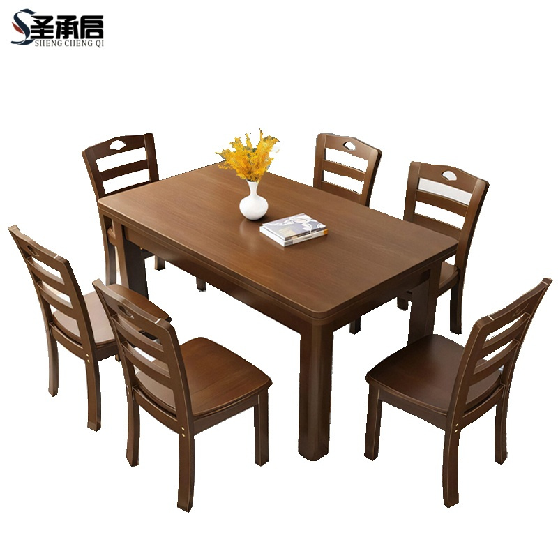 圣承启简约餐桌四椅1.45m张高清大图