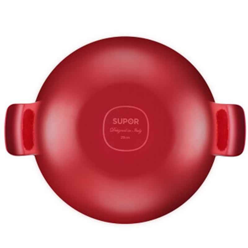 苏泊尔(SUPOR)珐琅铸铁锅·深型煎炒锅 樱桃红 28cm FLC28A4