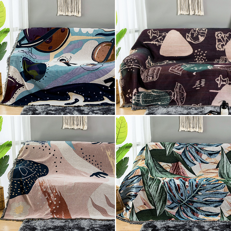 家柏饰(CORATED)北欧双面全盖沙发布沙发巾沙发毯布单沙发套罩沙发垫盖布 蜂窝交织-灰色 180*340cm高清大图