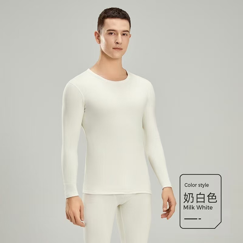 猫人貂绒保暖内衣男女士加厚加绒发热德绒秋衣秋裤套装25新款防寒 男-奶白色【貂绒莫代尔】 XL【推荐120-140斤】