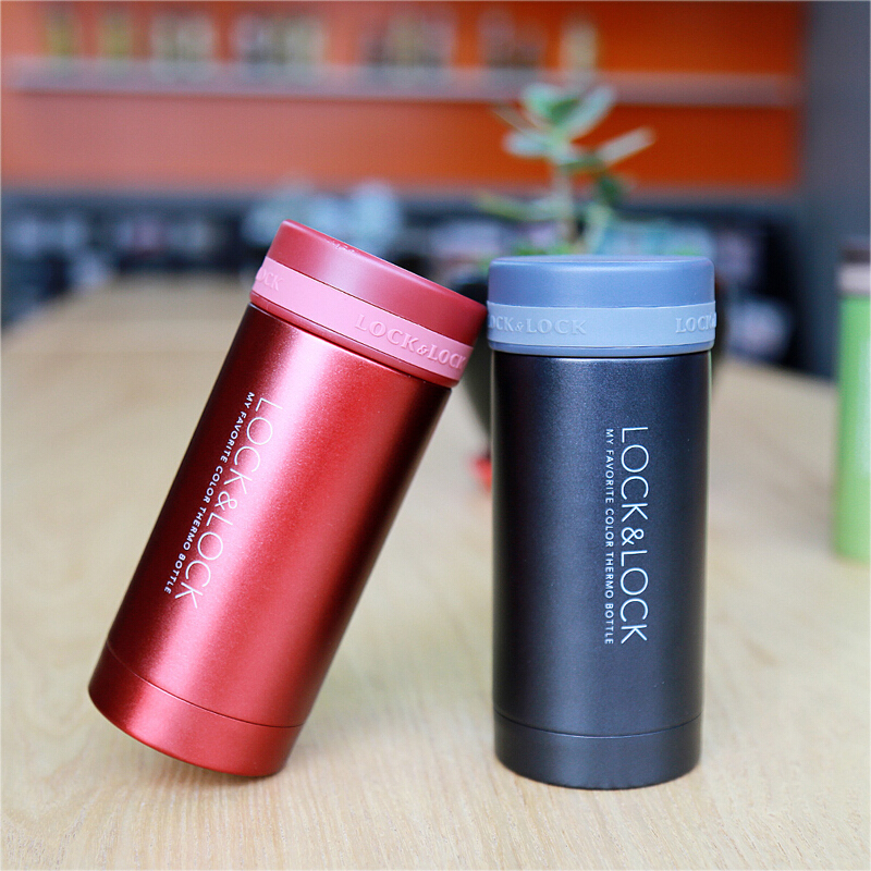 乐扣乐扣(lock&lock)不锈钢纤巧便携保温杯茶水杯车载商务杯子LHC550(200ml)红/黑色