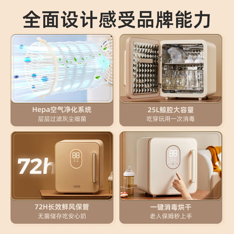 小熊(Bear)消毒锅婴儿家用小型紫外线奶瓶消毒烘干一体机调奶泡奶器喂养柜台 25L 紫外线消毒 ZTD25-B23D5高清大图