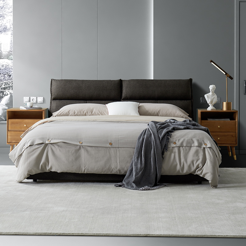 双虎家私北欧实木床15米18m双人床简约软床轻奢床rc28参数