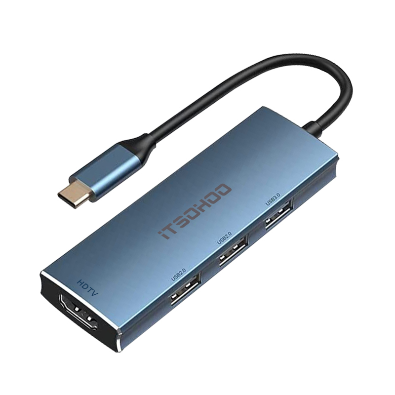 iTSOHOO分线器Type-C扩展坞USB-C转HDMI转换器4K投屏3.0HUB 适用苹果MacBook华为小米