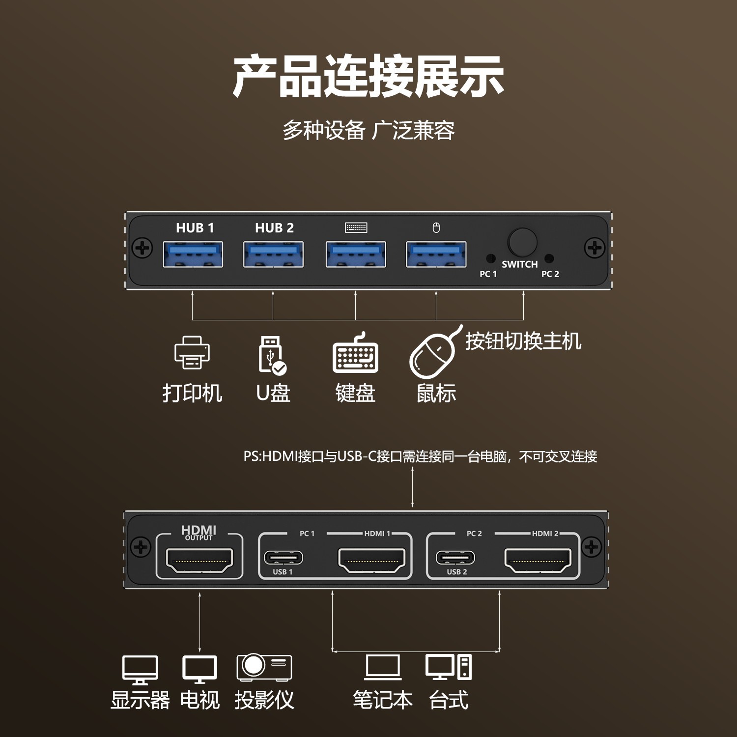 杜克恩 DKE-QHQ-1003 打印机切换器(计价单位:个) 黑色高清大图