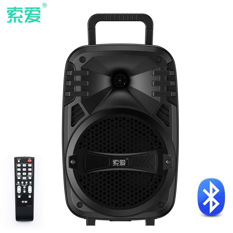 索爱户外广场舞音响跳舞大音量家用蓝牙音箱便携移动户外式户外室外演出手提抖音同款门店促销拉杆播放器SA-T15【单咪版】高清大图
