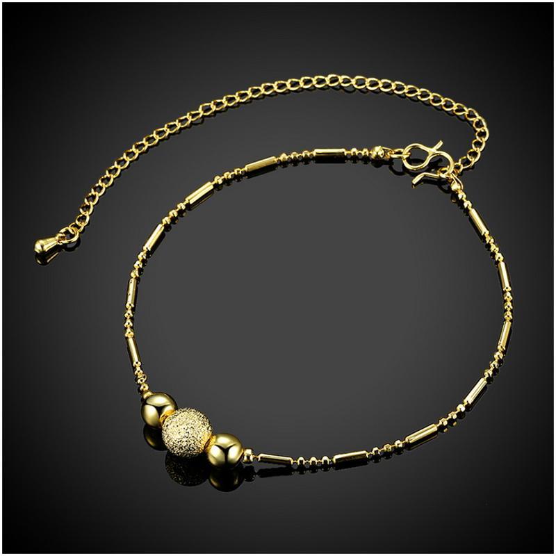 A045-A Women 18K yellow gold anklet jewelry 镀黄金色女脚链潮