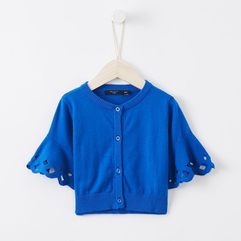 [99元3件]米喜迪mecity童装女童喇叭袖毛织开衫