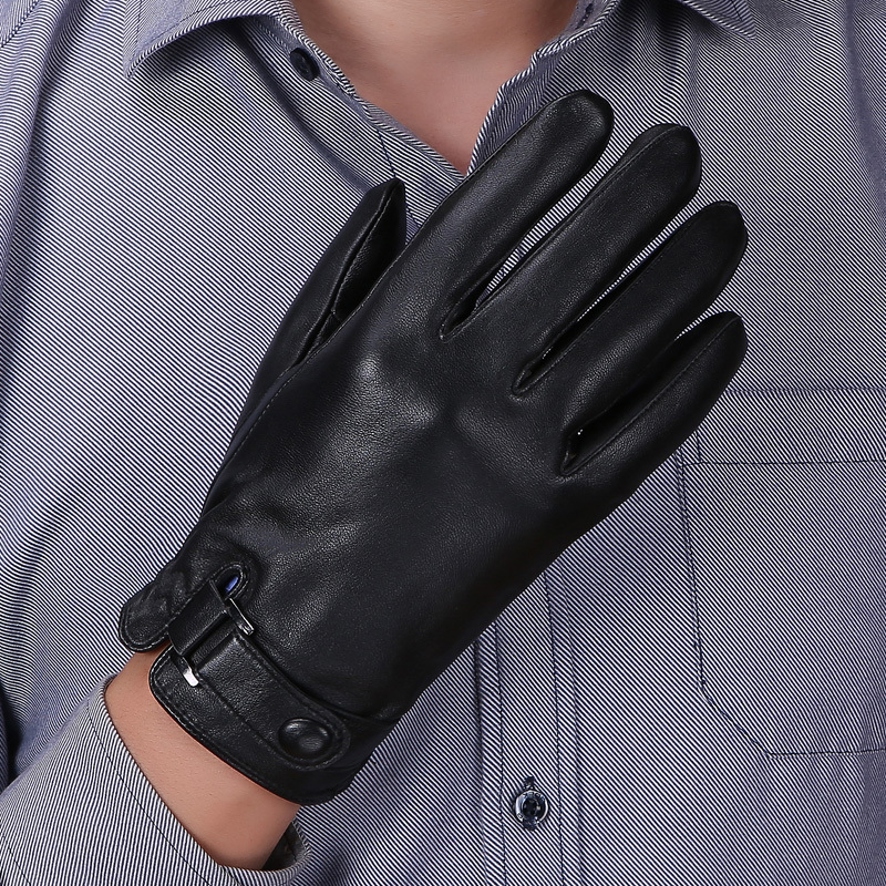 慕熙威尔真皮手套男冬季保暖加绒加厚韩版羊皮触屏户外骑行开车摩托车