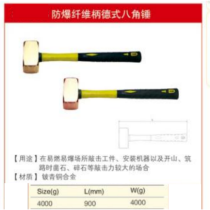 四凯铍青铜纤维柄德式八角锤SK-OS-160套高清大图