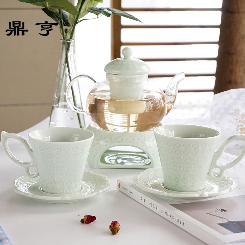 鼎亨韩式陶瓷玻璃低骨瓷花果茶红茶泡花茶壶茶杯水果花茶茶具加热
