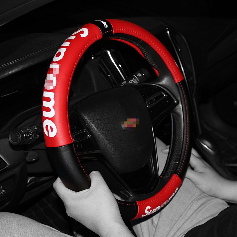 潮牌创意汽车方向盘套真皮运动d型防滑车把套奥迪大众四季通用型