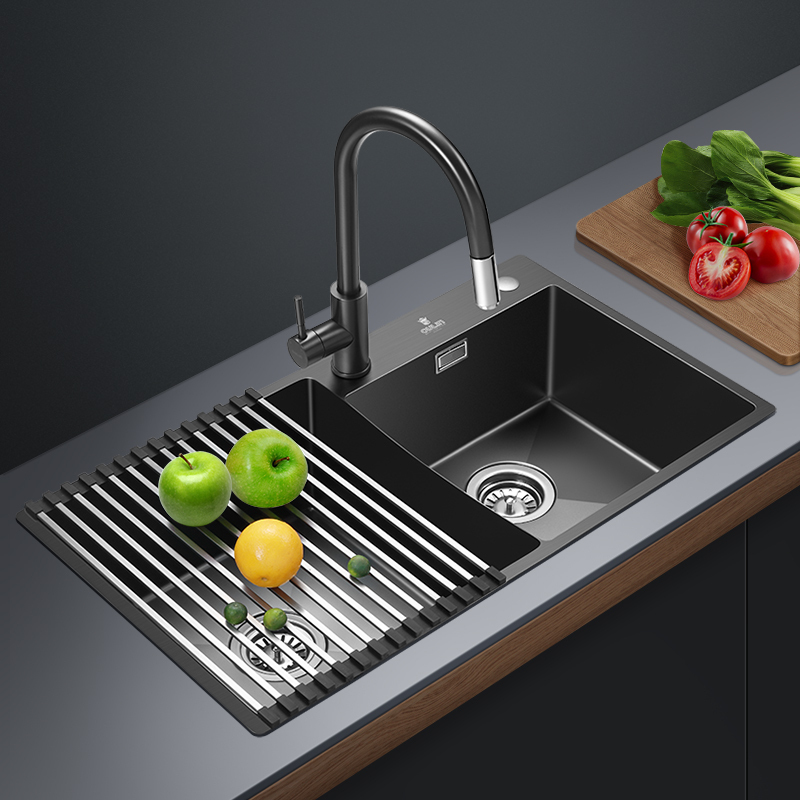 欧琳不锈钢手工水槽双槽9205h 厨房纳米洗碗槽家用易清洁洗菜盆