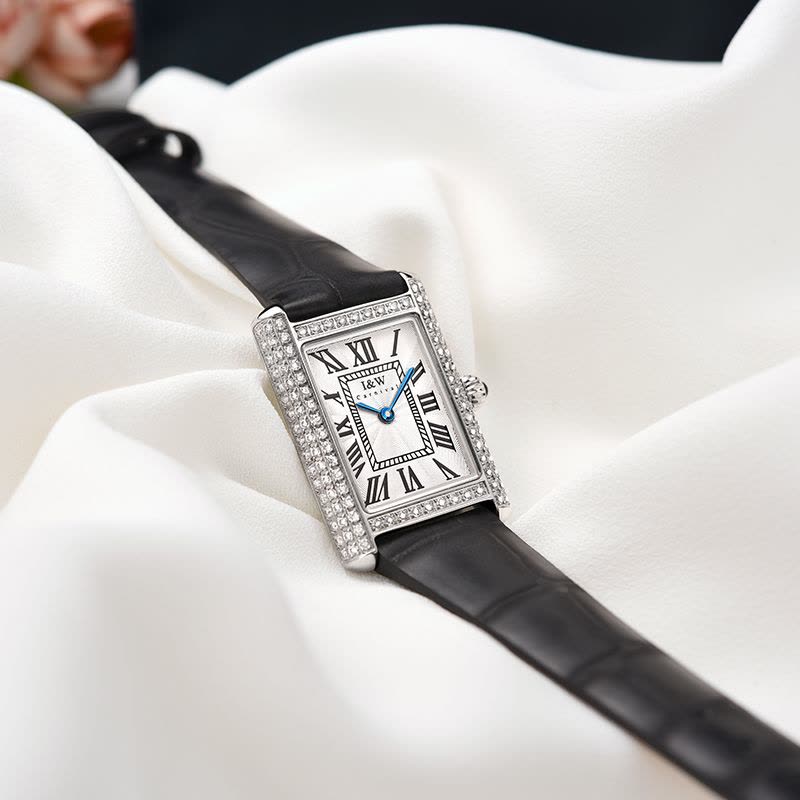 瑞士爱沃驰I&W CARNIVAL手表镶钻石英表女士方形时尚潮流女表罗马刻度小众设计简约腕表587L图片