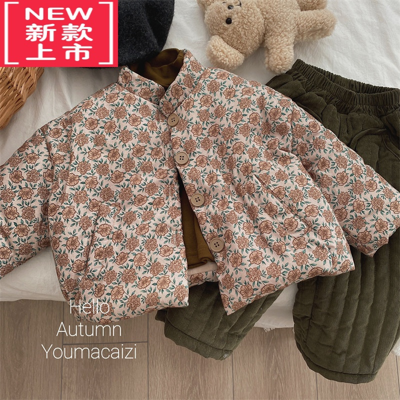 可莉允森系复古儿童外套棉袄小宝宝短款棉衣女童冬装棉服婴幼儿外穿韩国