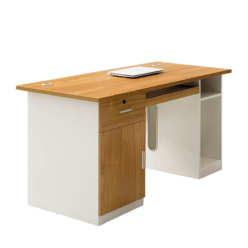 质凡职员办公桌主管桌员工桌带侧柜桌子板式桌子简约现代人造板其他