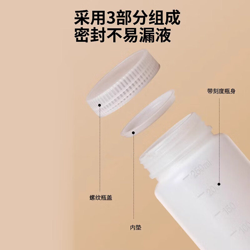科睿才PE塑料样品瓶聚乙烯大口瓶取样瓶广口塑料瓶密封试剂瓶分装瓶 500ml大口内盖瓶100个 12367高清大图