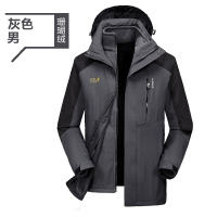 福特狼爪冲锋衣男女三合一两件套秋冬季加厚防风衣大码登山服西藏_2 4XL 男款深灰