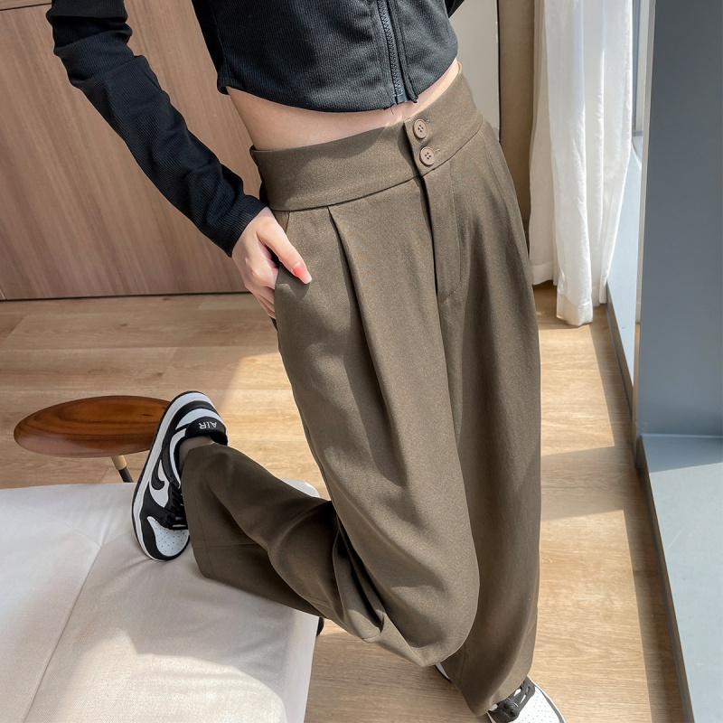 唐狮 西装裤女春秋季款直筒宽松休闲显瘦西装裤休闲裤装修身西装裤女