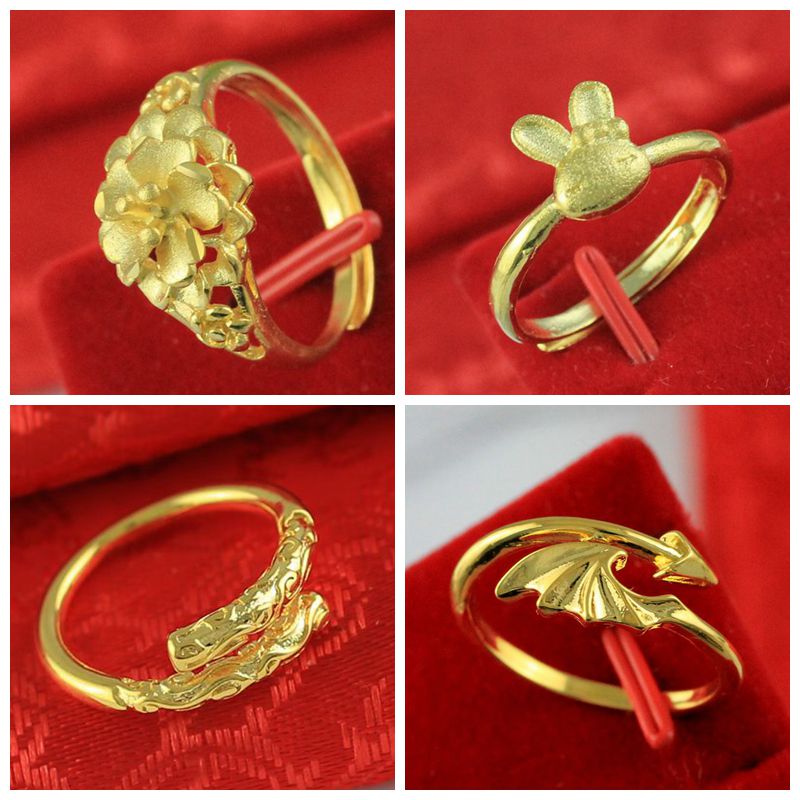 金满多 可爱兔子女生戒指 经典流行花朵女戒简约指环个性箭头戒指送女朋友老婆情人节七夕生日礼物