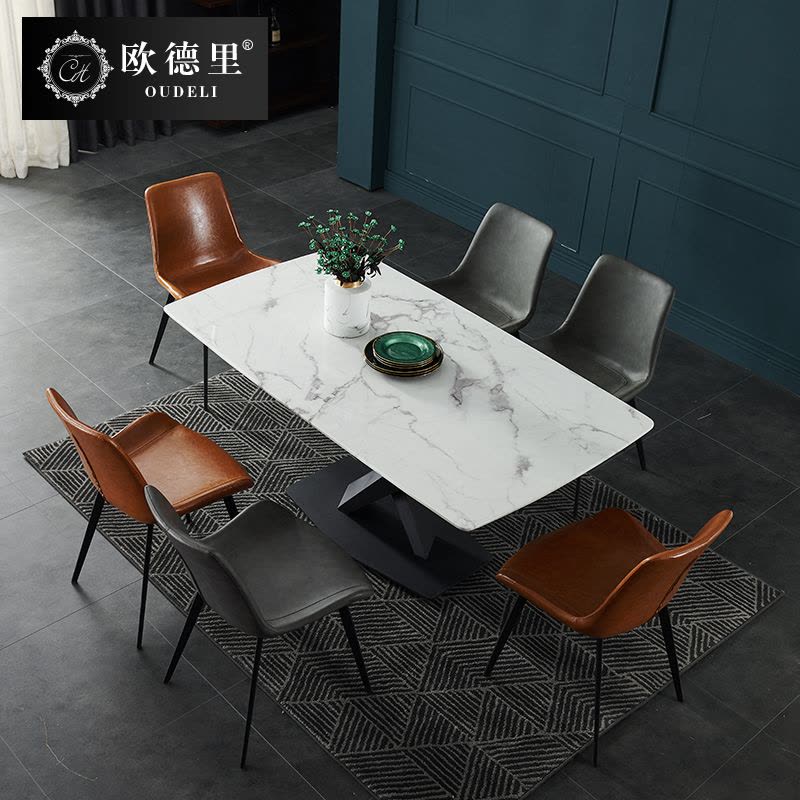 大理石茶几客厅组合现代简约小户型家用意式极简工业风家具碳素钢图片