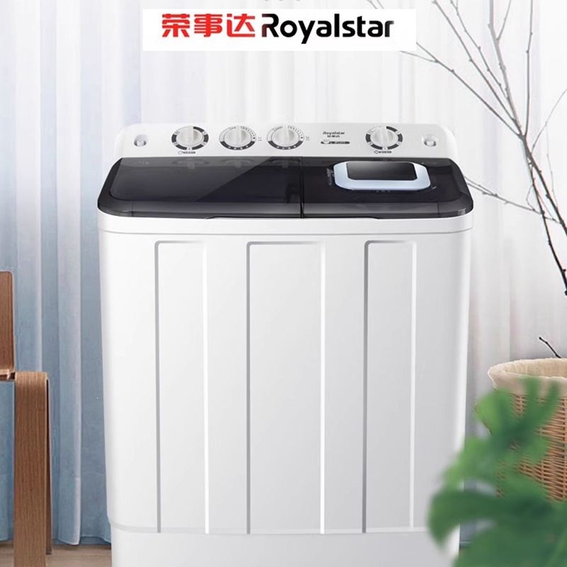 荣事达(Royalstar)半自动洗衣机10kg家用大容量双桶宿舍迷你型双缸波轮洗衣机_12公斤家用大容量不透明玻璃盖板