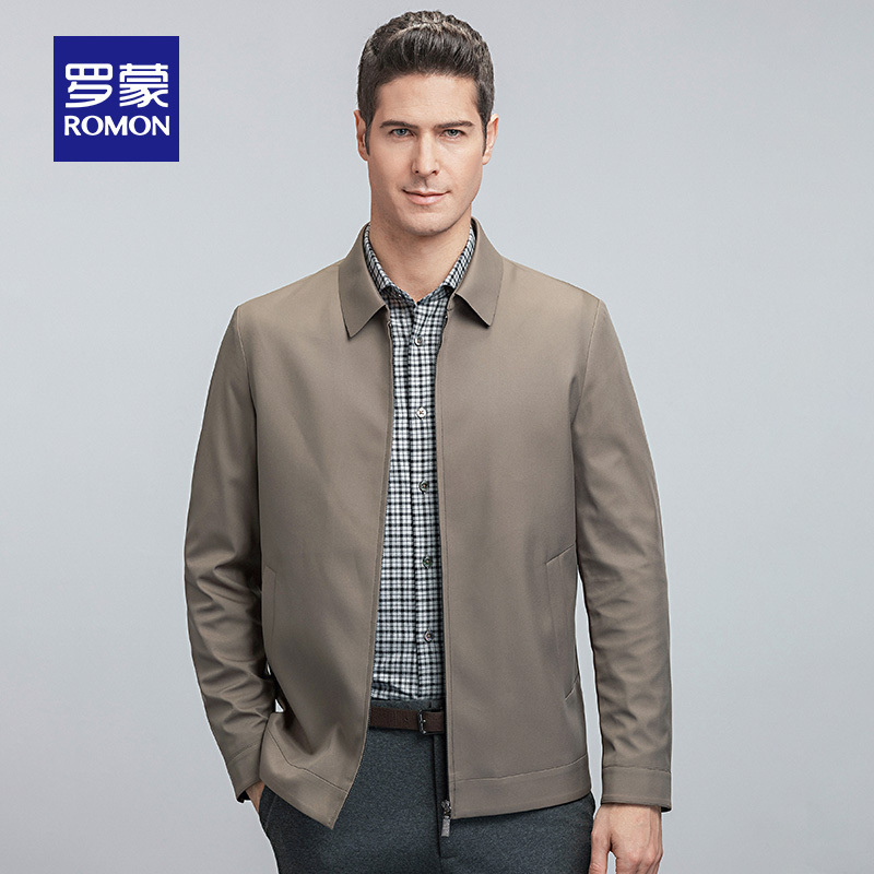 5折价219元,再叠199-20]罗蒙(romon)夹克衫男春秋新款商务休闲纯色
