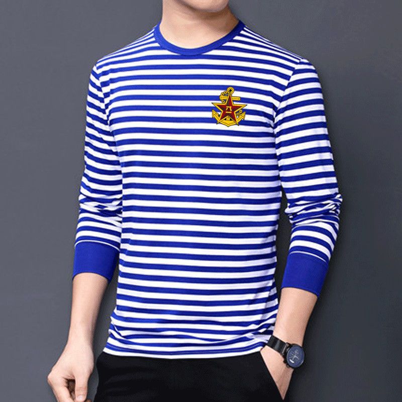 复古长袖海魂衫t恤春秋港风海军衫条纹t恤男女水手服怀旧打底衫