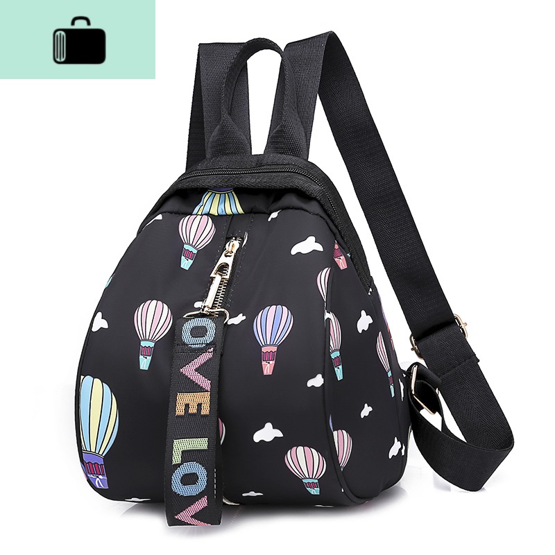 双肩包女韩版2020新款潮牛津布帆布时尚百搭休闲贝壳女包包小背包NEW LAKE 黑色