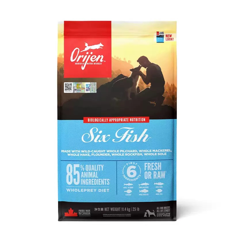 进口美国 Orijen渴望无谷原味全犬粮成犬幼犬无谷美毛通用性全犬狗干粮粮鸡肉味/六种鱼11.4KG高清大图