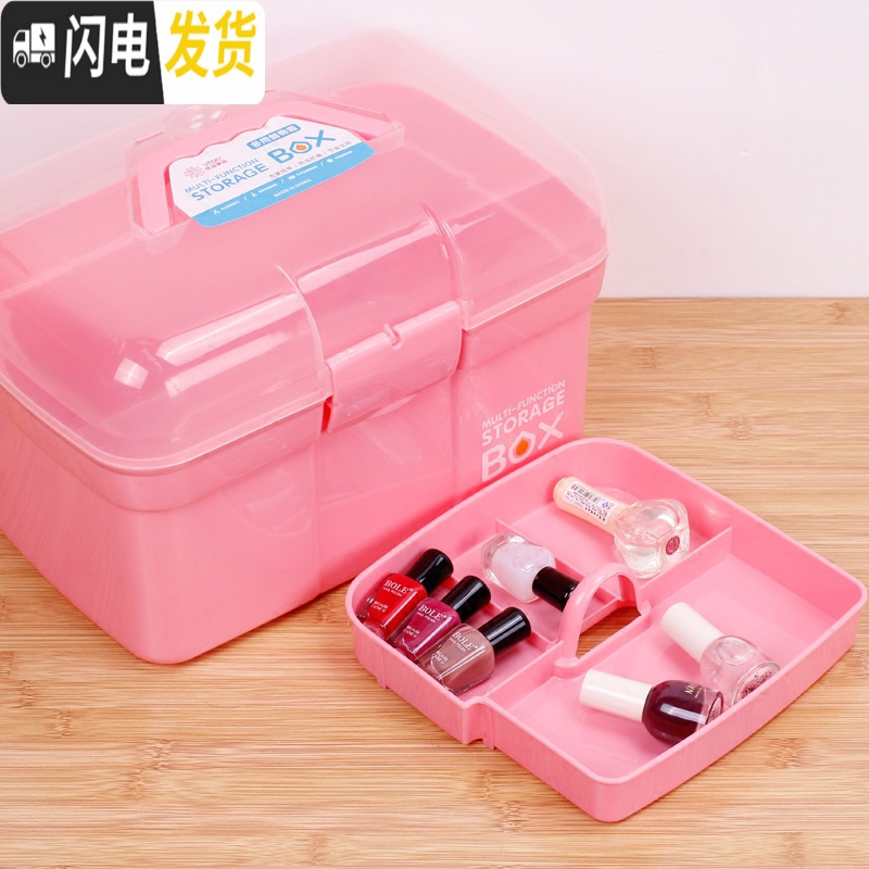 三维工匠美甲工具箱糖果色收纳盒美甲师专用多功能大号双层手提足浴收纳箱