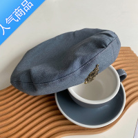 SUNTEK显脸小贝雷帽女夏季英伦JK风韩版ins百搭日系黑色学院徽章画家帽