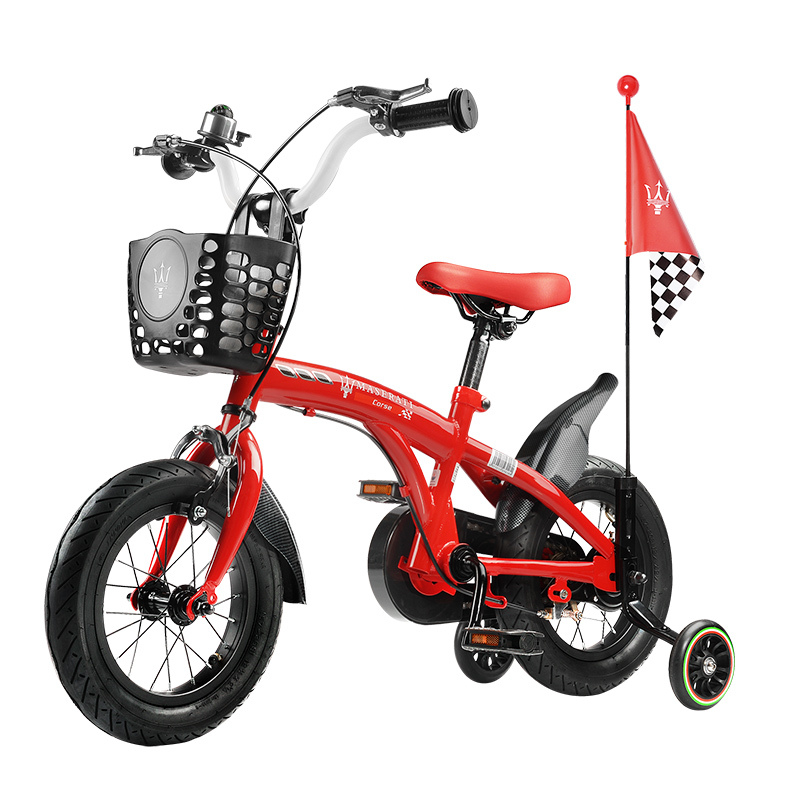 玛莎拉蒂12寸男女孩儿童自行车脚踏车234567岁童车红色