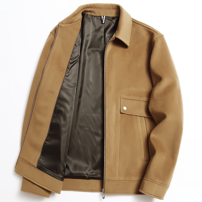 罗蒙男士短夹克秋冬季新时尚休闲上衣潮流翻领仿麂皮绒外套外套