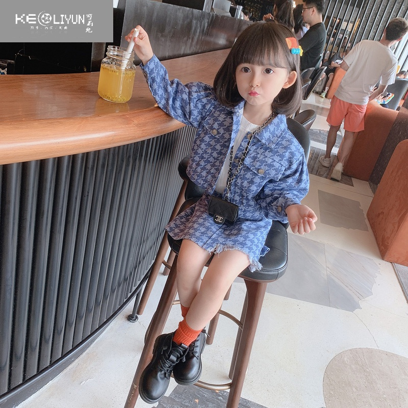 可莉允女童套装裙韩国春季新款小女孩网红牛仔半身裙宝宝春装公主两件