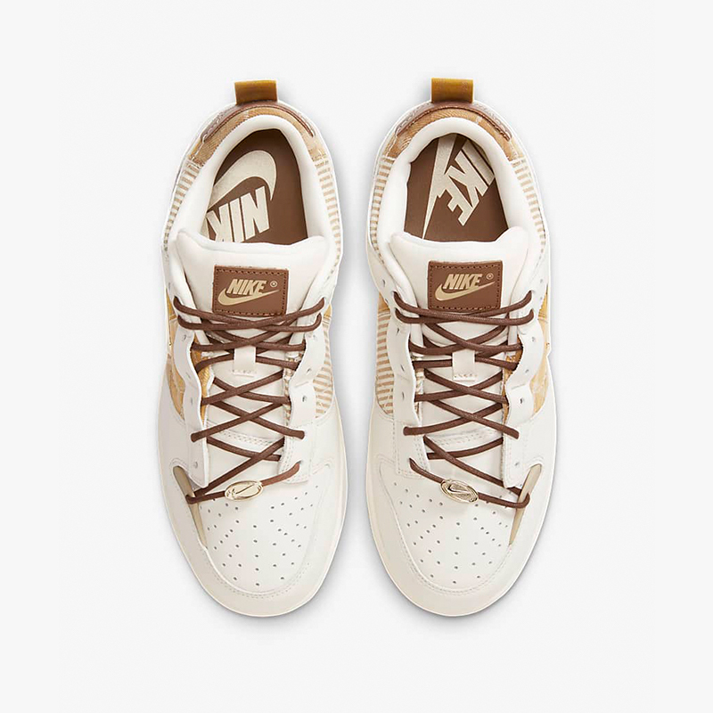 nike耐克女鞋dunk low 白棕格纹复古低帮运动休闲板鞋fv3640-071