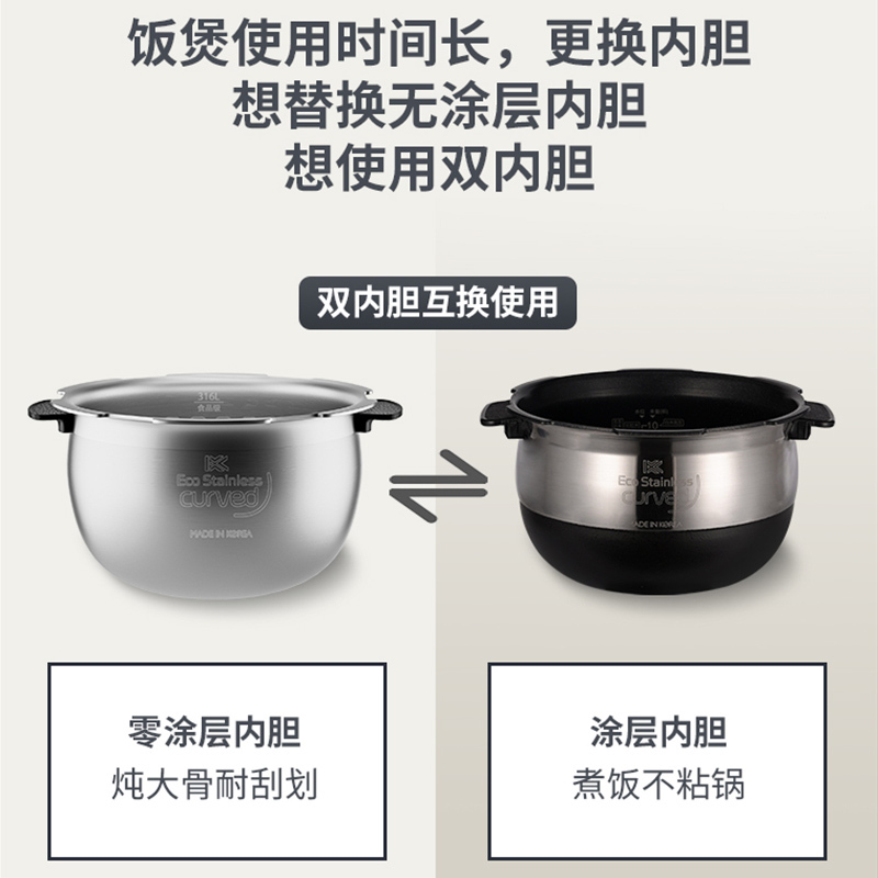CUCKOO福库原装进口ECO不锈钢球形内胆CRI-HAC1011N高清大图