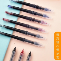 得力(deli)全针管直液式走珠笔可换墨囊中性笔水性笔0.5mm针管笔黑色水笔学生考试专用直液式中性