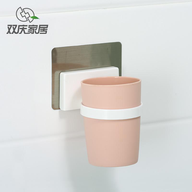 浴室吸壁式牙刷架三口之家洗漱套装卫生间漱口杯牙膏牙刷置物架