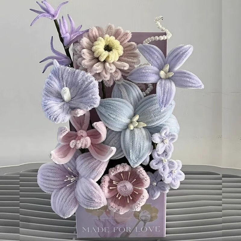 维诺亚郁金香花盒花束手工编织diy材料包扭扭棒自制礼品送女友闺蜜礼物高清大图