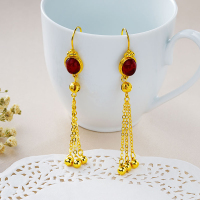 仿越南沙金耳环女时尚长款耳线仿真黄金耳坠女百搭久不掉色首饰品送女朋友老婆情人节七夕生日礼物