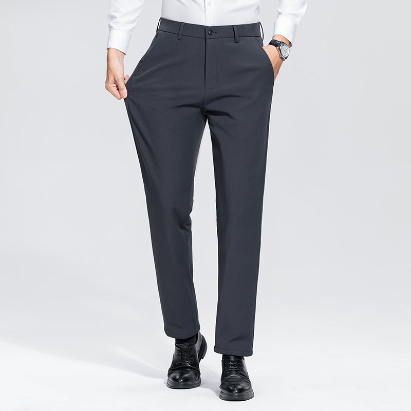 啄木鸟2025秋冬季新款保暖休闲裤百搭修身直筒加绒加厚男款长裤潮高清大图