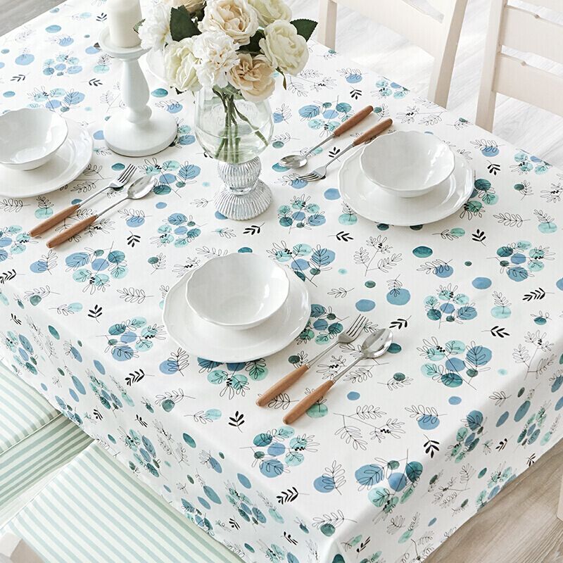 防水防油免洗布艺桌布欧式田园长方形茶几台布棉麻花植印花餐桌布落炎
