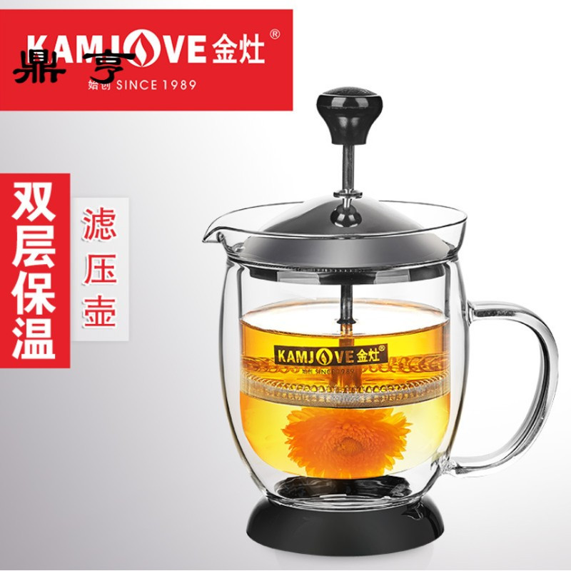 鼎亨茶道杯飘逸杯泡茶壶耐热玻璃茶具过滤花茶双层滤杯