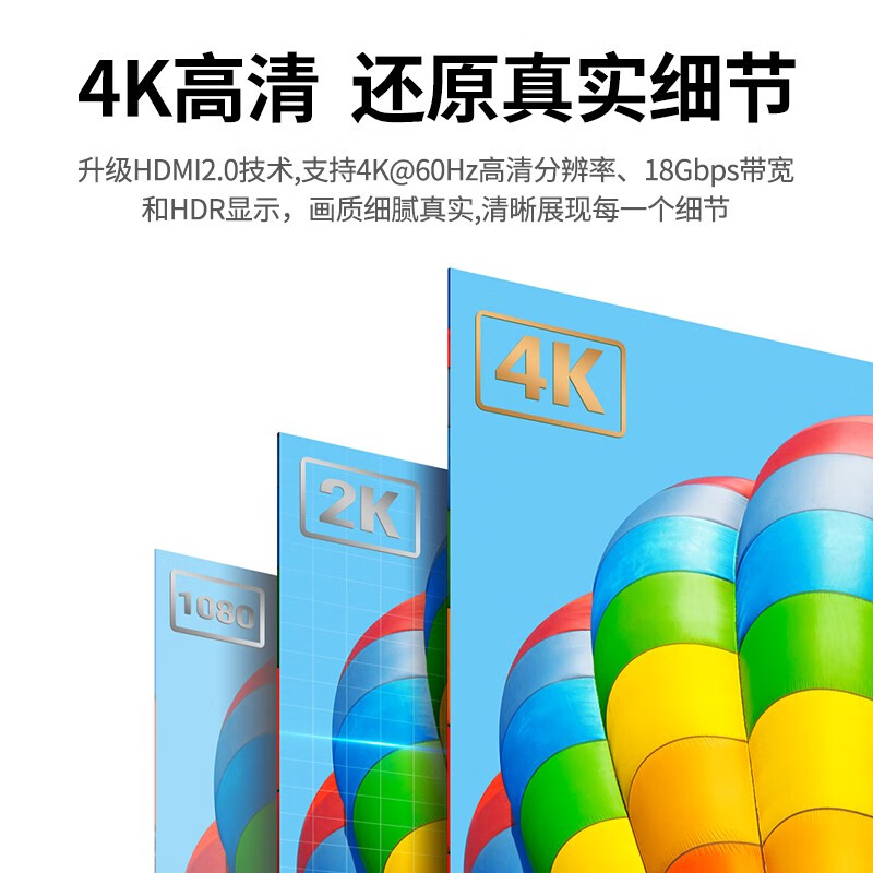绿联KVM切换器 HDMI2.0切屏器2进1出4K60Hz高清高清大图