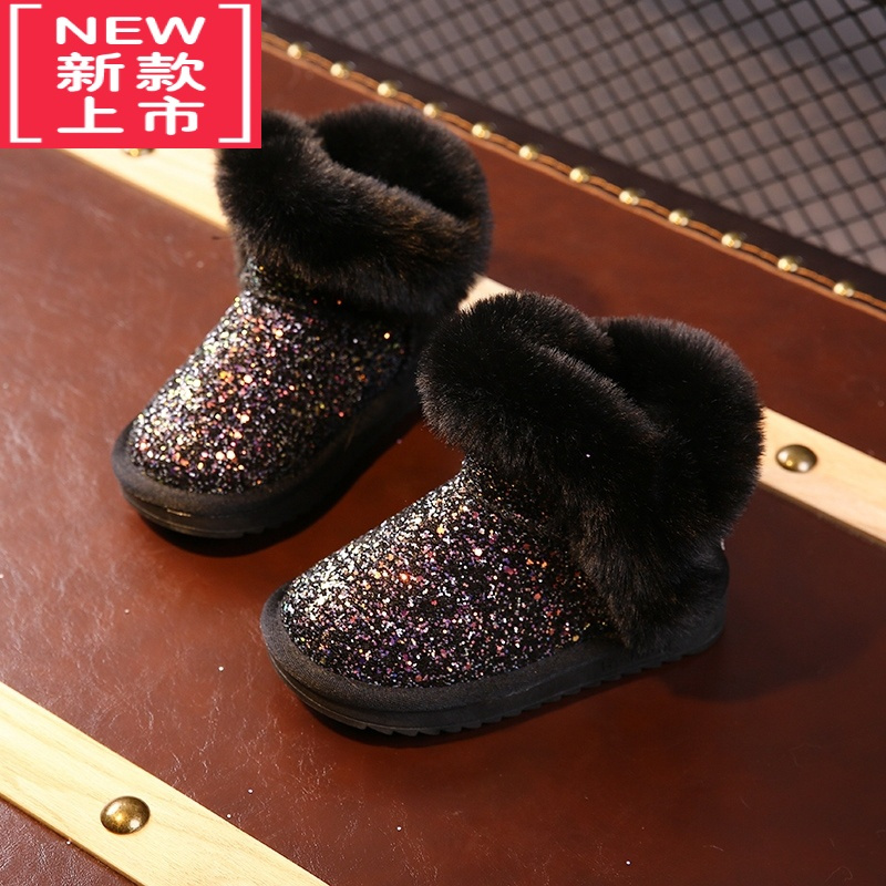 可莉允儿童雪地靴2022秋冬季新款女童防滑保暖加绒加厚棉靴短靴公主鞋子