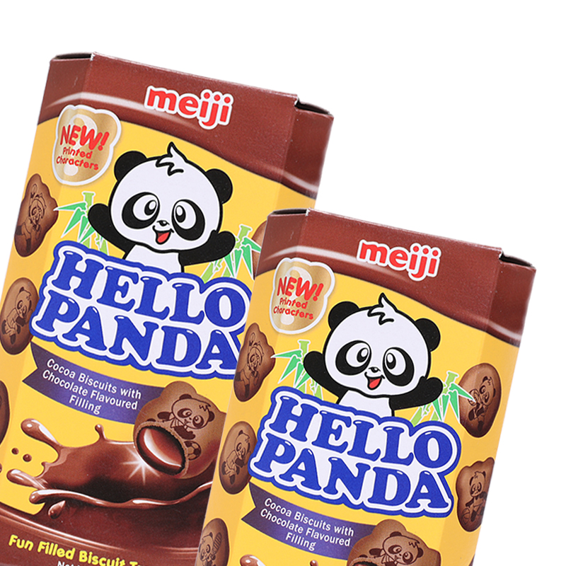 明治(meiji)熊猫双重巧克力夹心小熊饼干50g 新加坡进口饼干零食高清大图