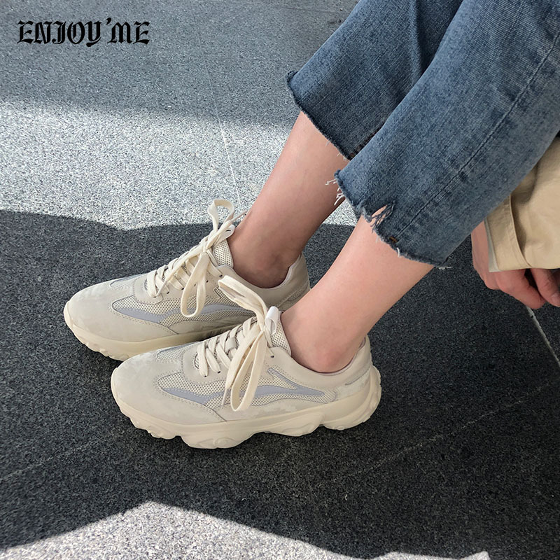ENJOY’ME简单运动鞋厚底系带百搭老爹鞋20春季新款女鞋