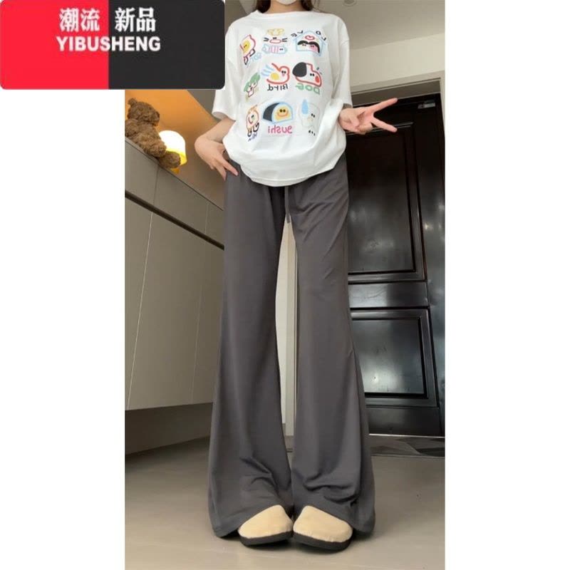 YIBUSHENG美式复古微喇叭休闲裤女季薄款防晒速干修身显瘦瑜伽运动长裤子图片